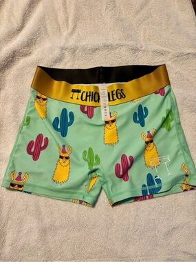 ChicknLegs Legs Mint Llama & Cactus Compression Shorts